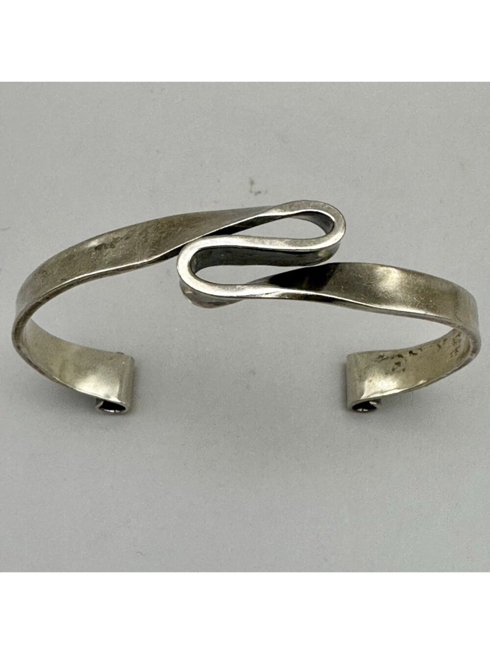 Abstract Hand Made Scrolls Cuff Bracelet Fine Sterling Silver Artisan Signed Sz6